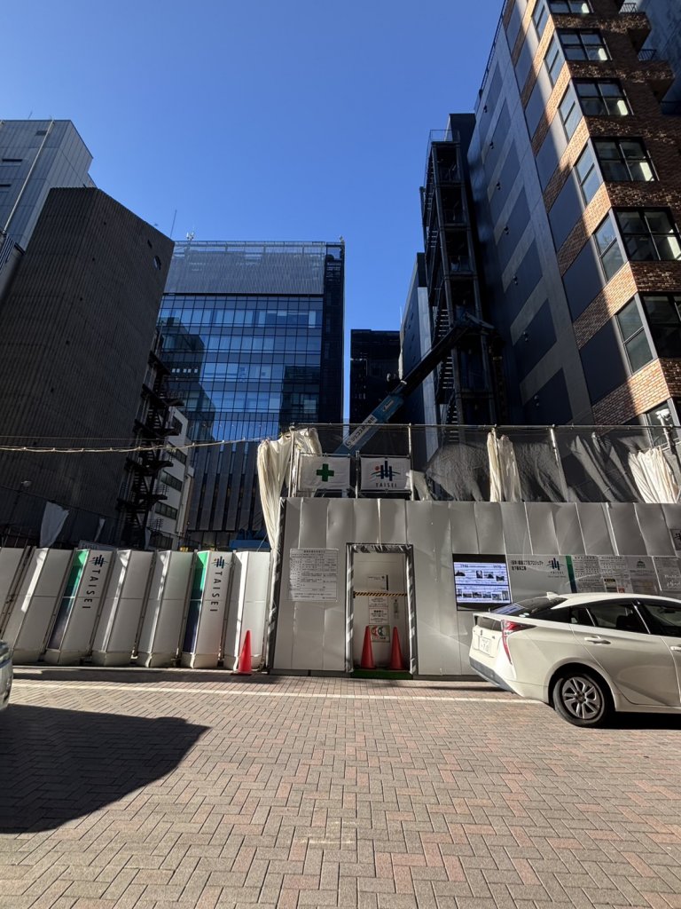 銀座二丁目プロジェクト新築工事 新築工事現場の全景写真（2025年12月6日撮影）