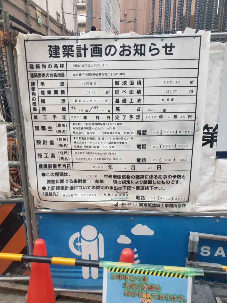(仮称)東京堂レジデンスPJ 建築看板写真(2025年12月14日撮影)