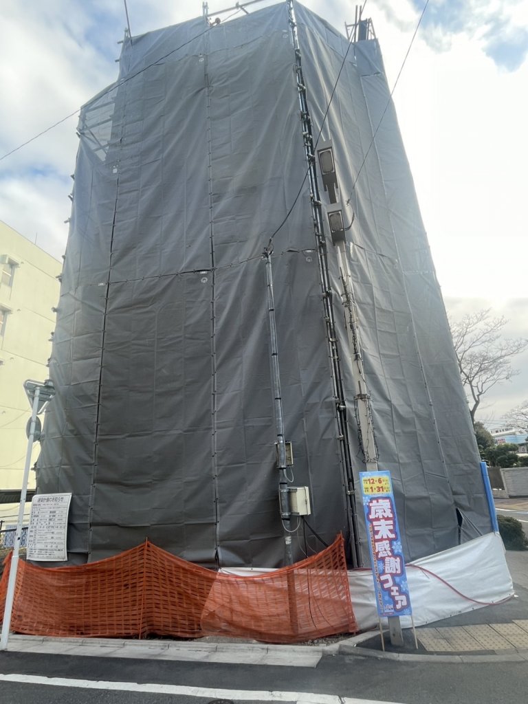 中野富士見町Ⅱ計画 新築工事 新築工事現場の全景写真（2025年12月21日撮影）