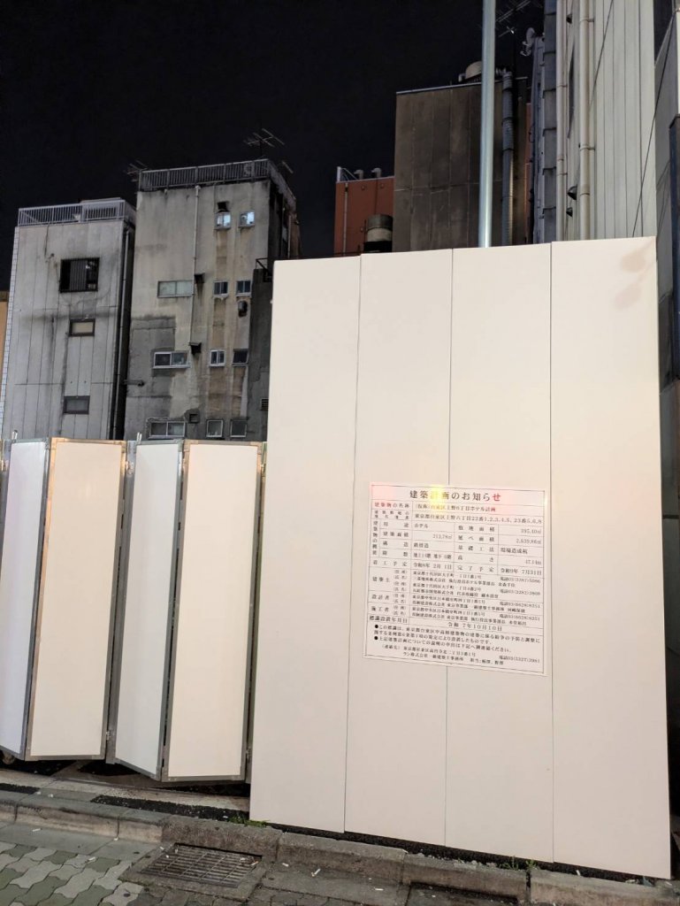 (仮称)台東区上野6丁目ホテル計画 新築工事現場の全景写真(2025年12月27日撮影)