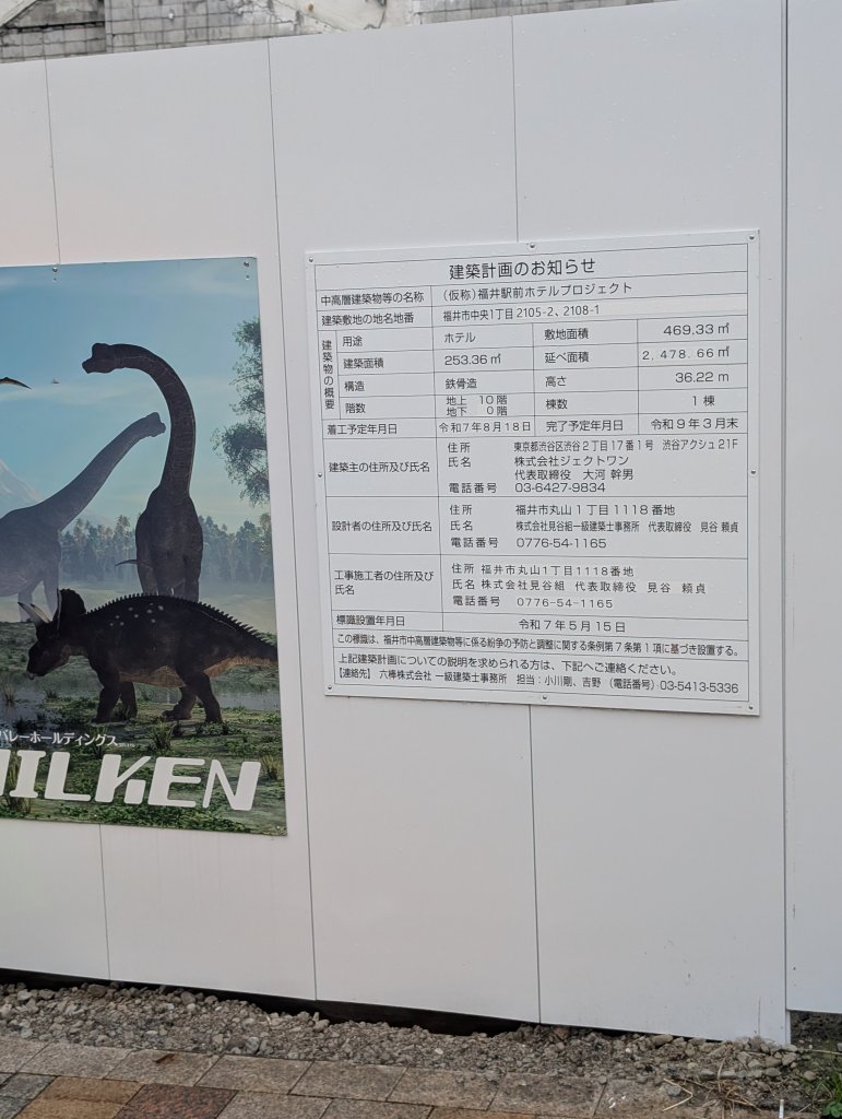 (仮称)福井駅前ホテルプロジェクト 建築看板写真（2026年1月7日撮影）