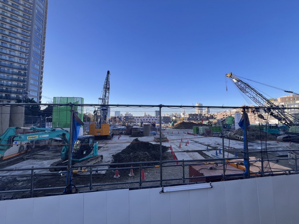 北青山三丁目地区(再)施設建築物建設工事(B-2街区) 新築工事現場の全景写真(2026年1月21日撮影)