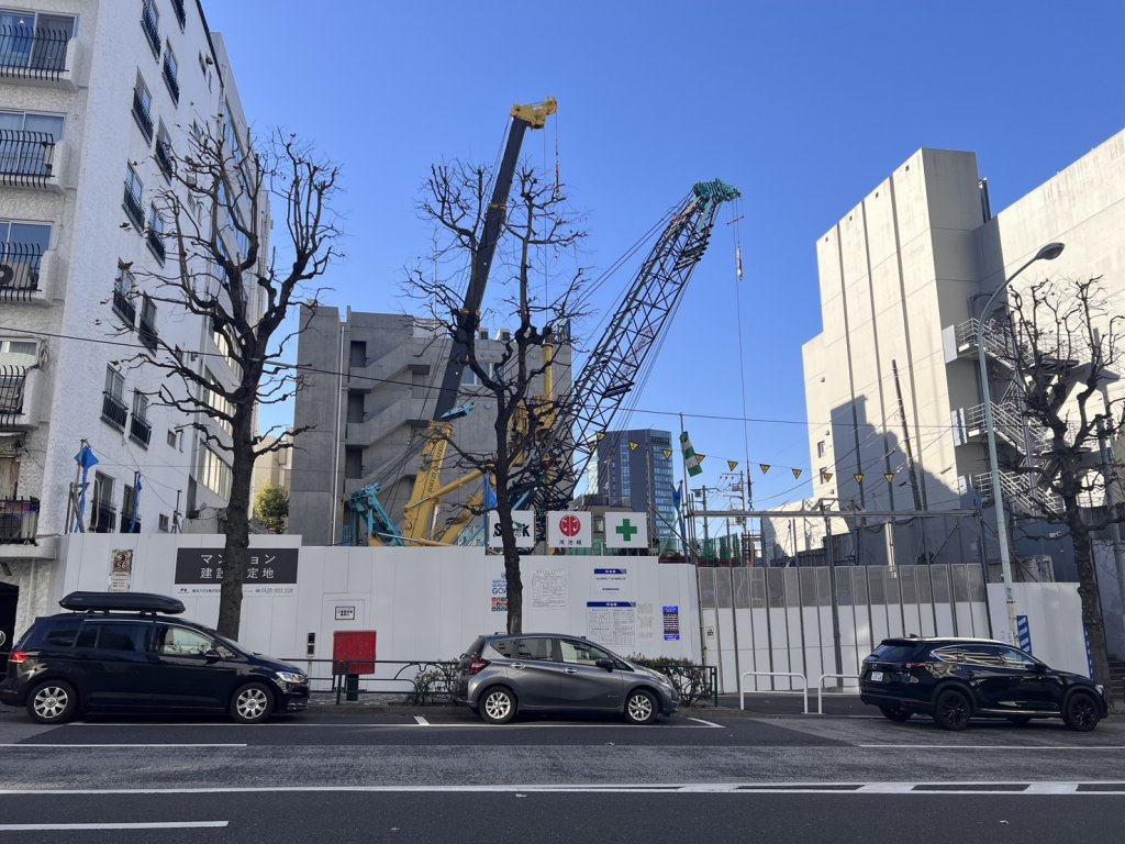 (仮称)神宮前2丁目計画 新築工事現場の全景写真（2026年1月22日撮影）