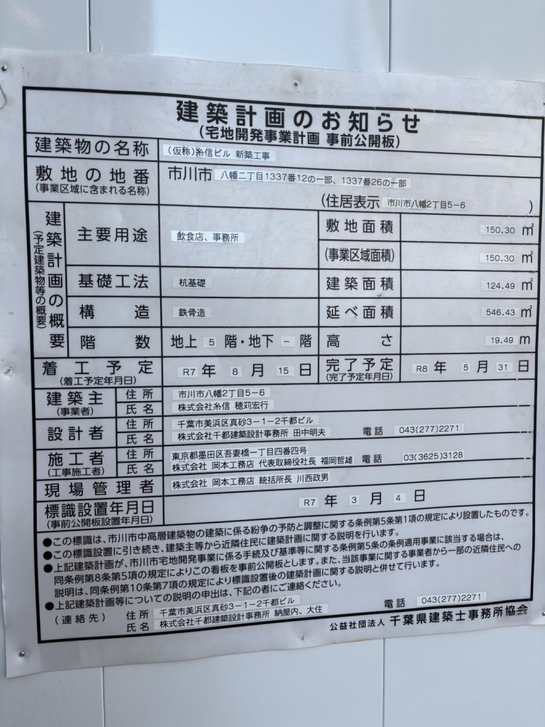 (仮称)糸信ビル 新築工事 建築看板写真（2026年2月2日撮影）