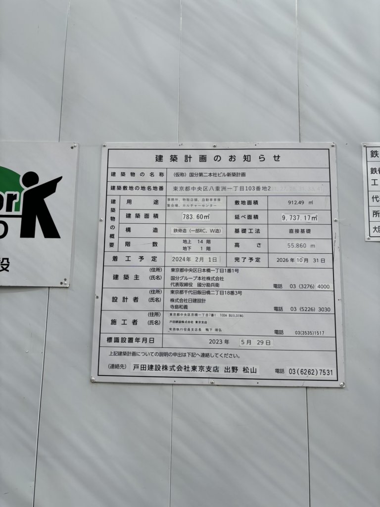 (仮称) 国分第二本社ビル新築計画 建築看板写真(2026年2月28日撮影)