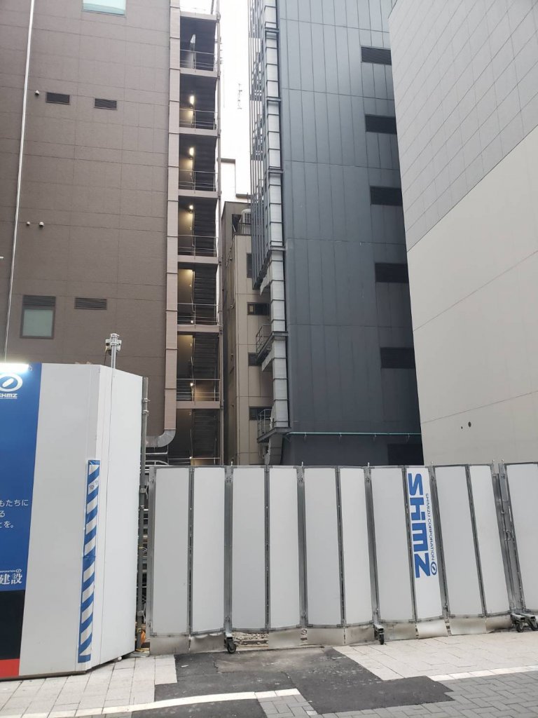 (仮称)三光起業銀座五丁目敷地活用計画 新築工事現場の全景写真(2026年7月21日撮影)