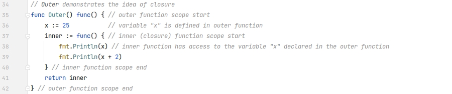 Closure function in Go