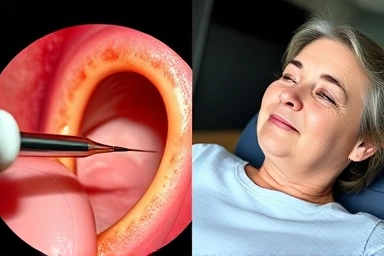 Minimally invasive surgery and patient relief illustration.