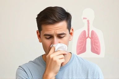 Person with stuffy nose, recovering from acute rhinitis.