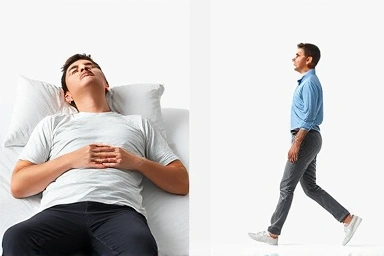 Healthy post-meal posture versus harmful lying down habit.