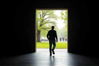 Person overcoming agoraphobia, stepping into freedom