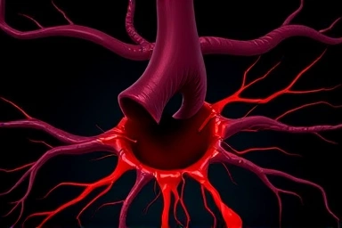Symbolic representation of a torn aorta, internal bleeding.