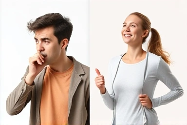 Asthma misconception vs. active management and healthy life.