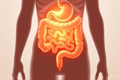 Healing small intestine, digestive health, internal balance, gentle light.
