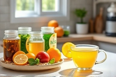 Natural teas for blood sugar management and healthy ingredients.