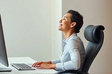Person relieving neck pain with good posture and massage.