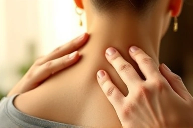 Acupressure points for neck pain relief on the head and shoulder.