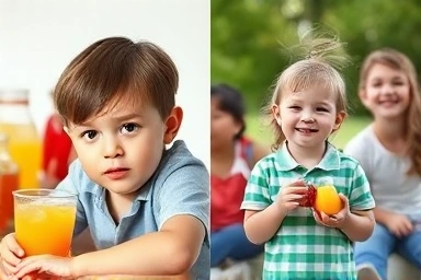 Child's transformation from unhealthy lifestyle to active, healthy one.