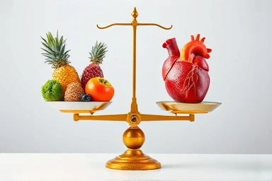 Healthy heart and balanced diet symbolizing cholesterol management.