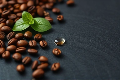 Coffee beans, natural ingredients, delicate health balance.