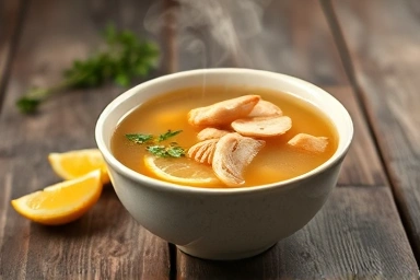 Comforting chicken soup for cold and flu relief.
