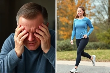 Contrast of COPD breathing struggle vs. freedom through exercise.