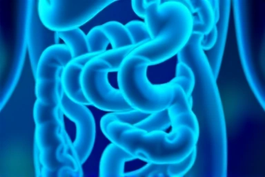 Healthy digestive system, internal balance, organic shapes, calming colors