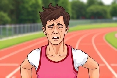 Person experiencing shortness of breath during exercise, illustrating asthma symptoms.