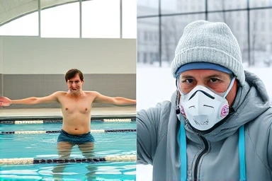 Contrasting exercise environments for managing asthma, showing safe vs. risky conditions.