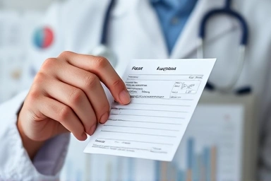 Doctor holding prescription for triglyceride medication