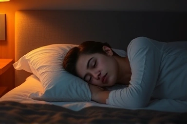 Person sleeping comfortably, relieving GERD symptoms.