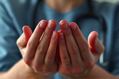 Person's hands with tingling sensation, nerve pressure