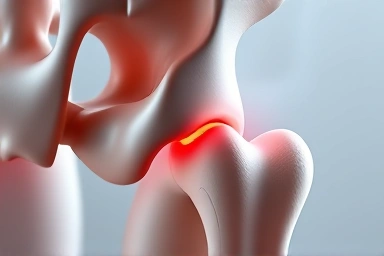 Close-up of hip joint showing internal friction