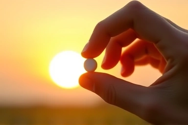 Pill and sunrise symbolizing hypothyroidism medication benefits