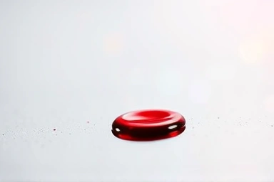 Blood drop with abstract allergen particles, medical test concept.