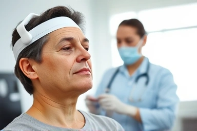 Person feeling relieved during a non-sedated medical procedure.