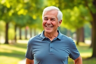 Person enjoying park walk, symbolizing heart health and vitality