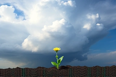 Metaphor for overcoming panic attacks, storm clearing to reveal sunlight.