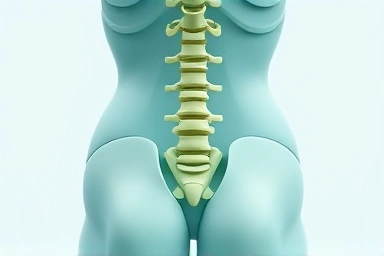 Illustration of a balanced human spine and pelvis structure.