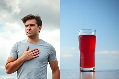Symbolic representation of indigestion relief with plum extract.