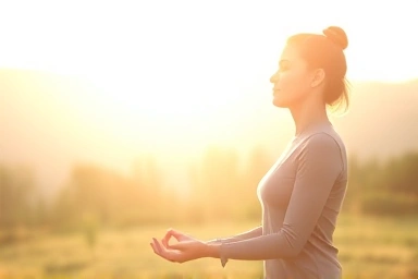Person meditating peacefully in nature, recovering from anxiety.