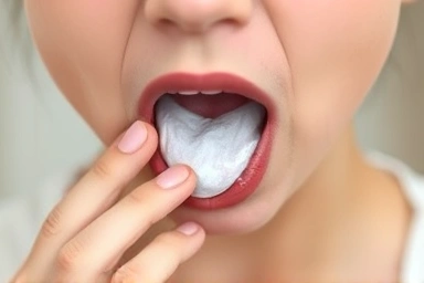 Symbolic representation of throat discomfort and coughing