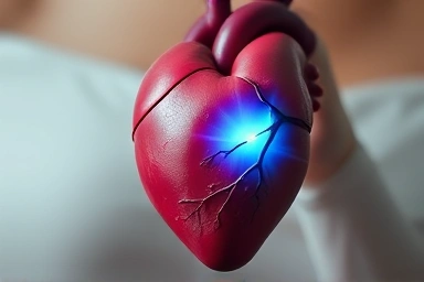 Symbolic heart with calming light, representing health.