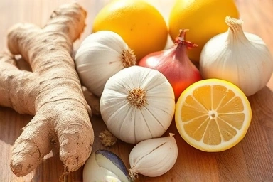 Fresh ingredients for natural health remedies