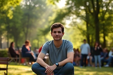 Person finds peace and confidence in social settings.