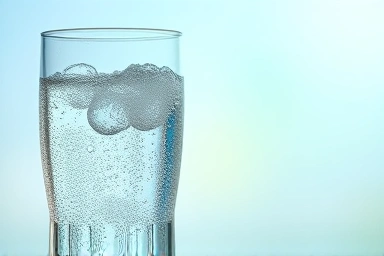 Bubbles in sparkling water symbolizing digestive health benefits.