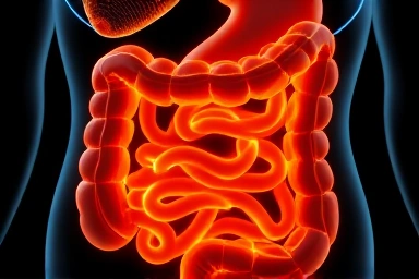 Healthy digestive system with gentle light patterns.