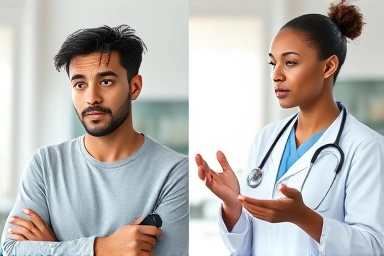 Person considering driving after stroke, guided by medical expert.