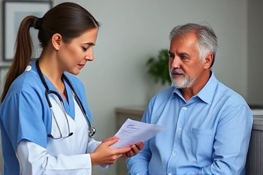 Doctor explaining personalized treatment plan for thyroid disorder.