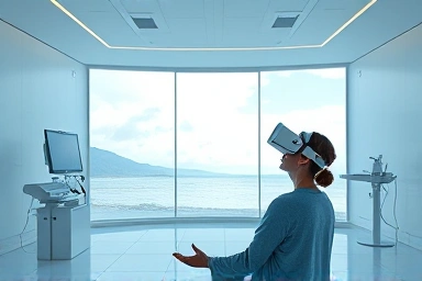 Person using VR headset for mental health therapy